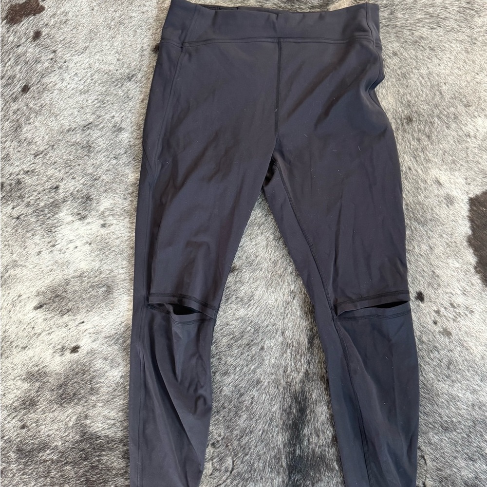 Black High-Waist lululemon leggings with Knee Cutouts